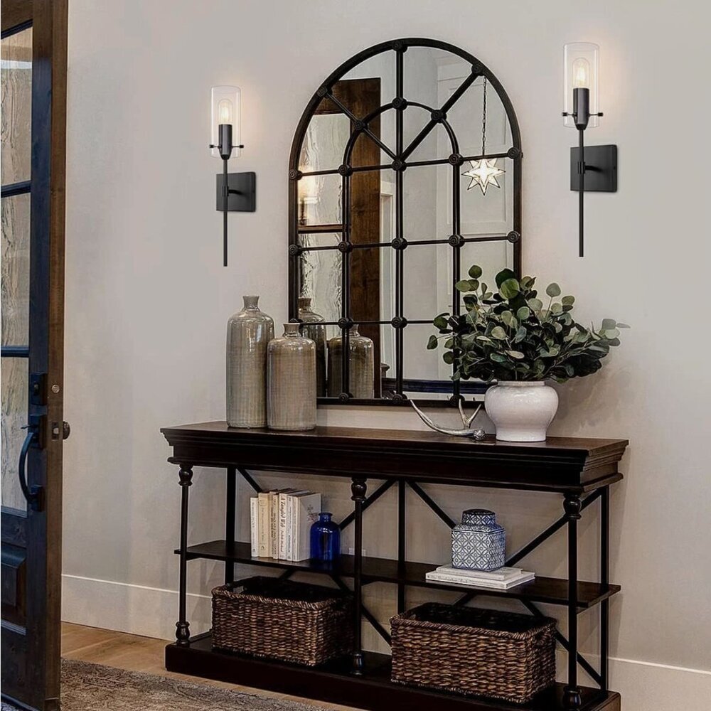 Modern Wall Sconces Set of 2, Black Bathroom Vanity Light, - 2 Pack